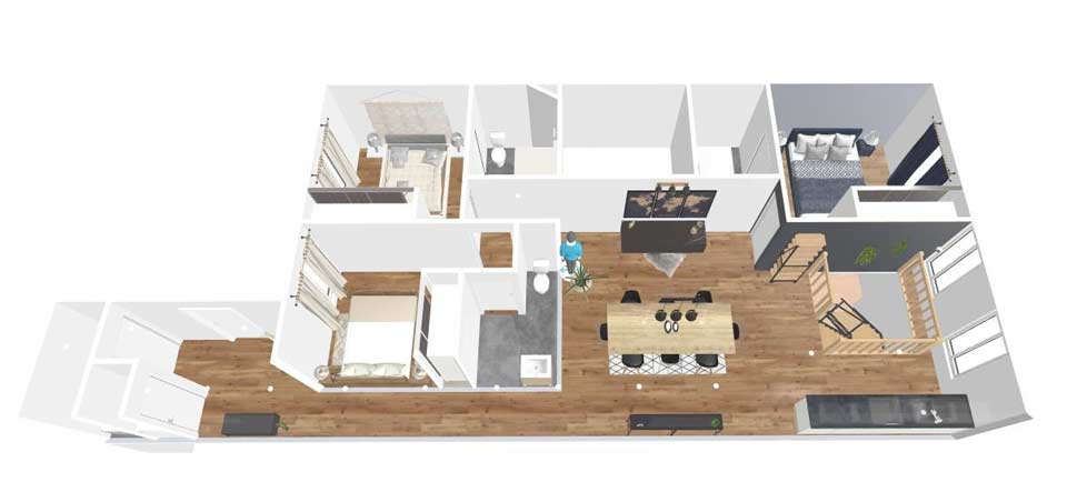 plan de l'appartement en colocation Tarbes
